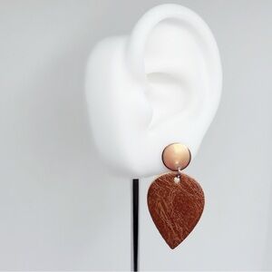 Artisan Handcrafted 10k Rose Gold Plated Sterling Silver Faux Leather Earrings!